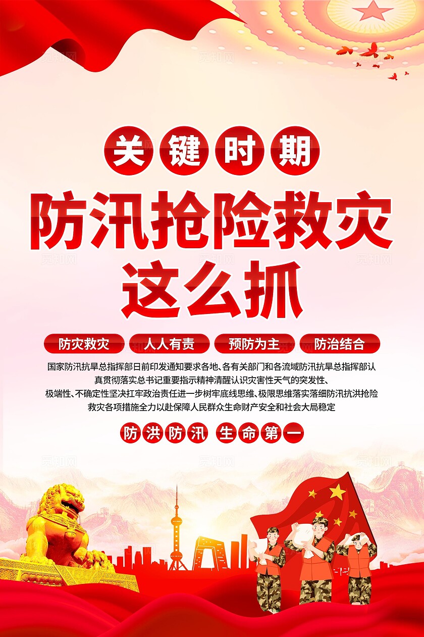 防汛抗洪救灾工作海报