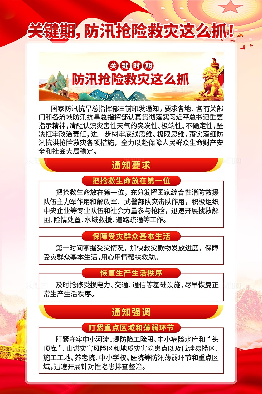 防汛抗洪救灾工作海报