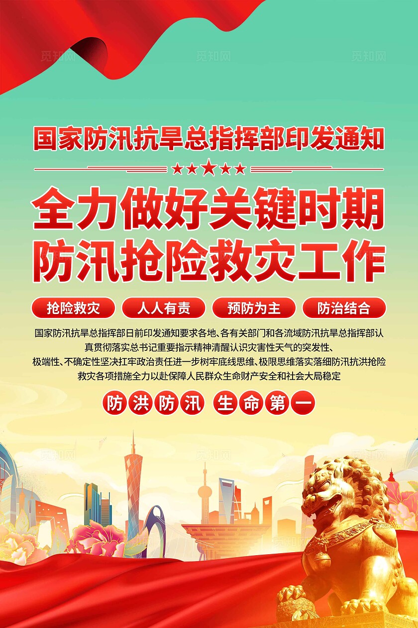 防汛抗洪救灾工作海报