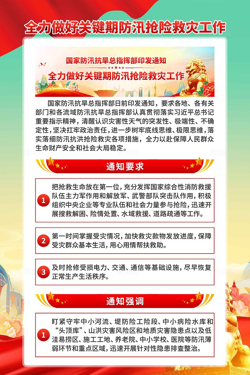 防汛抗洪救灾工作海报