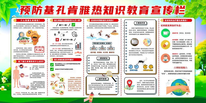 简单大气绿色基孔肯雅热防控指南宣传展板