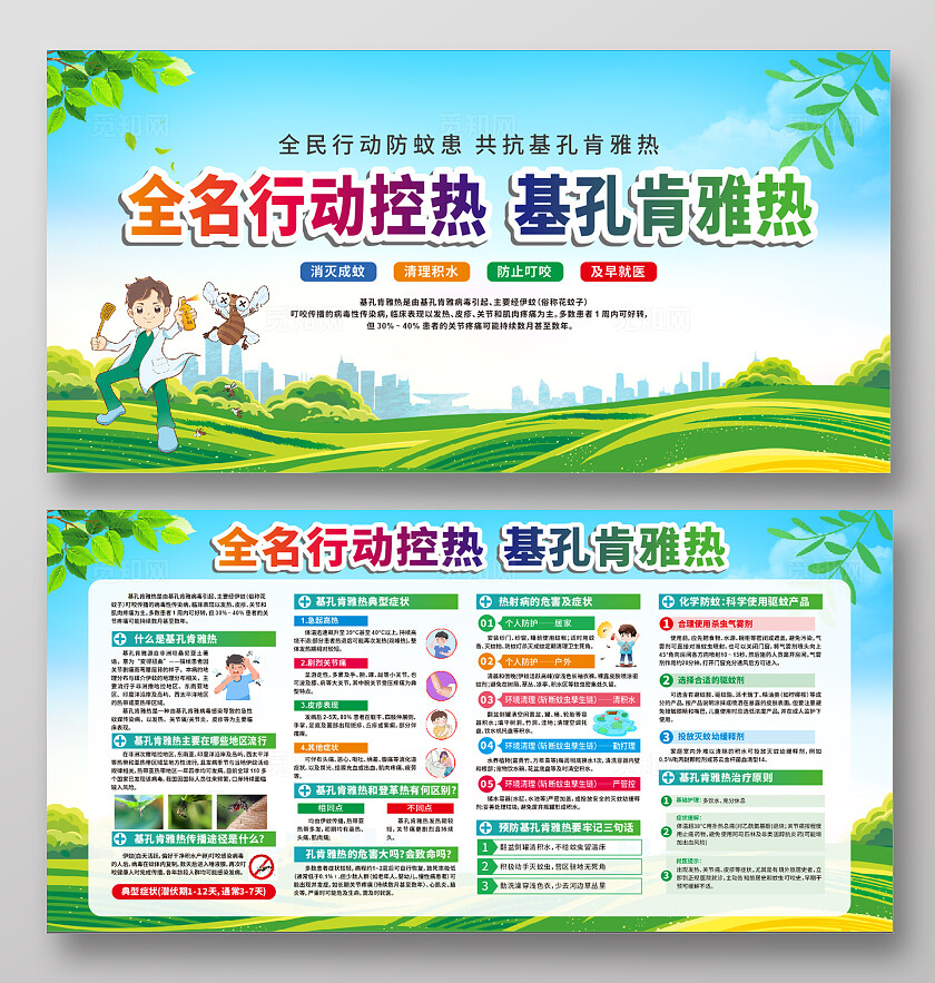 绿色宣传栏基孔肯雅热知识宣传展板