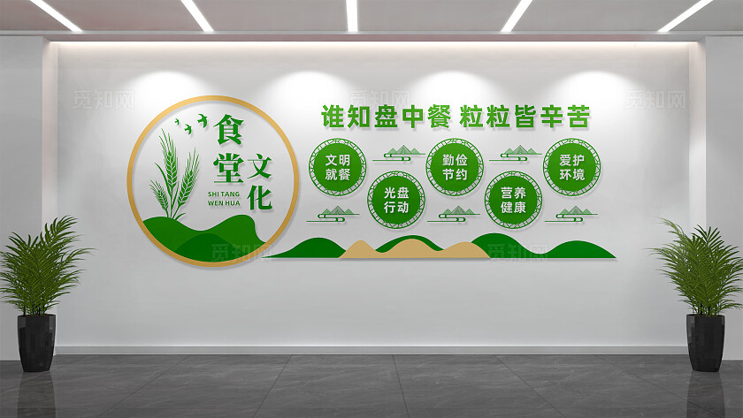 学校校园食堂文化墙形象墙设计