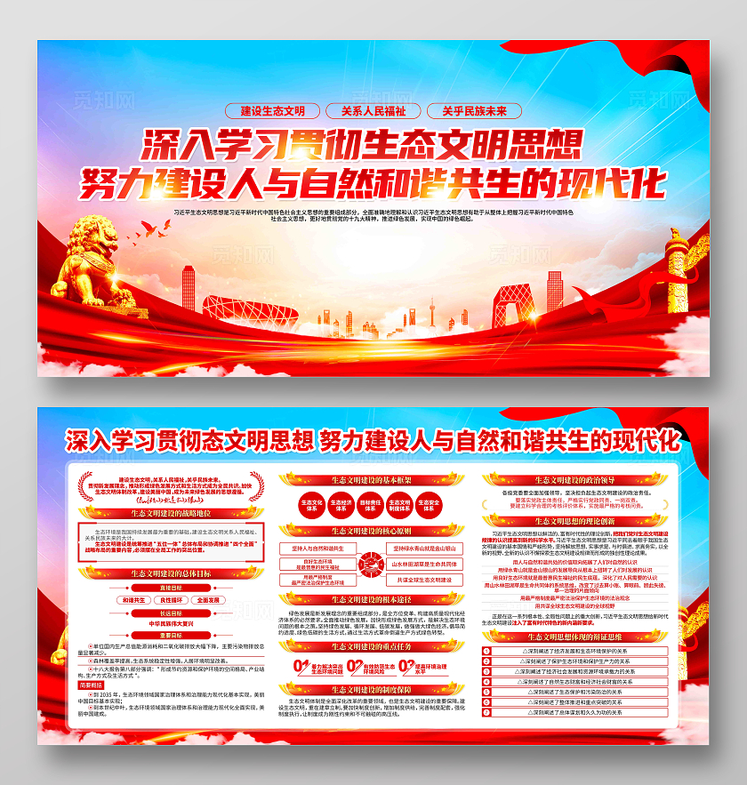 学习贯彻生态文明思想党建宣传展板