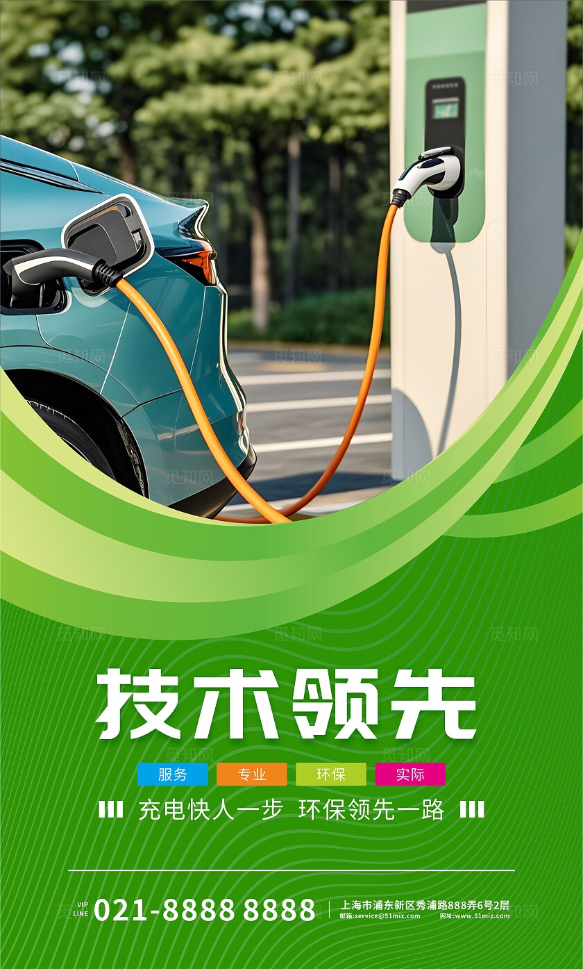 绿色清新现代2025新能源充电桩宣传套图