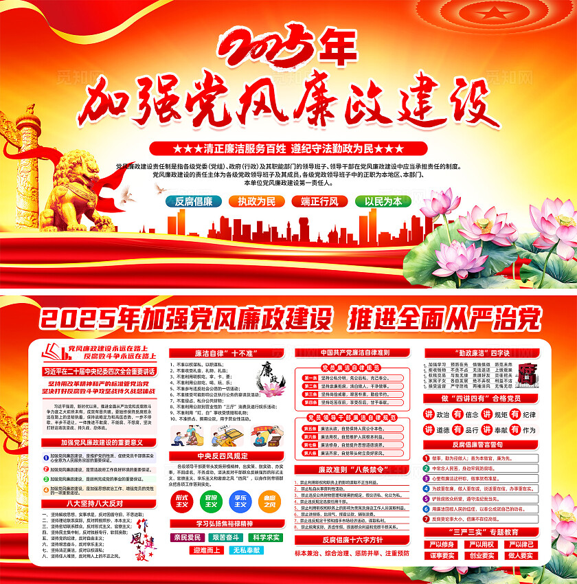 加强党风廉政建设全面推进从严治党廉政建设展板宣传