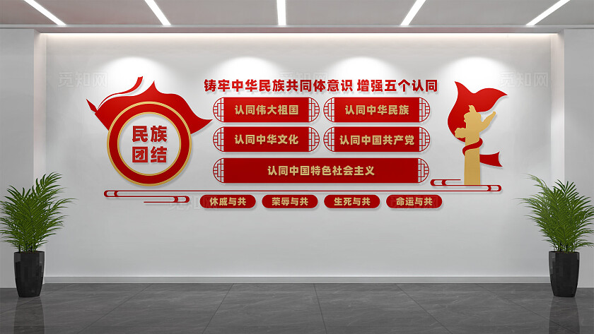 增强五个认同民族团结文化墙宣传标语