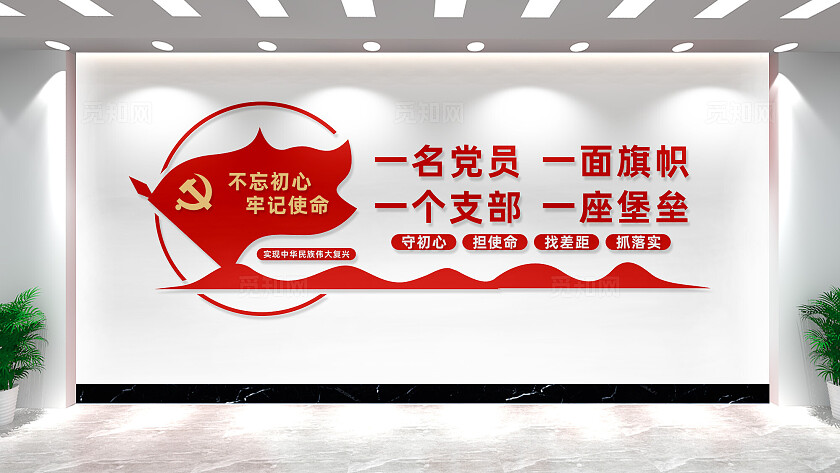 党员活动室党建文化墙宣传标语