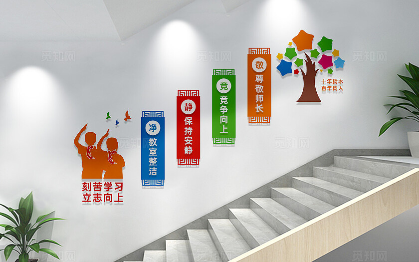 学校教室楼道文化墙宣传标语