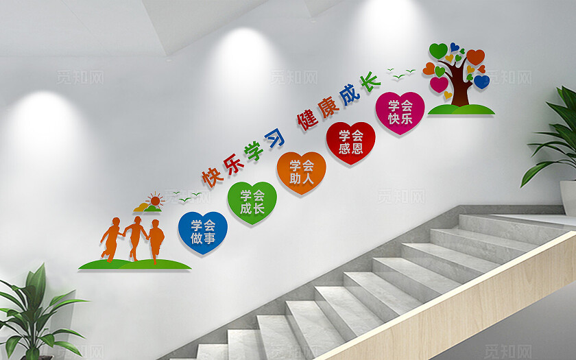 学校校园楼梯文化墙宣传标语