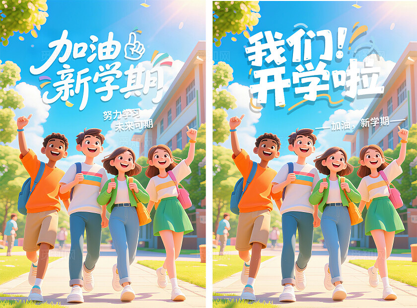 2025开学季我们开学啦你好新同学宣传海报