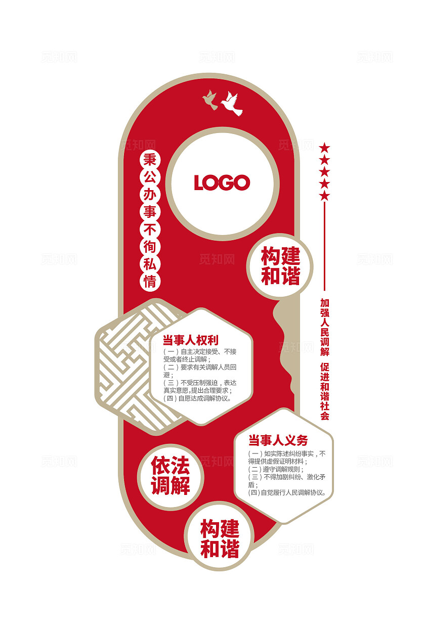 依法调解竖版社区调解室文化墙