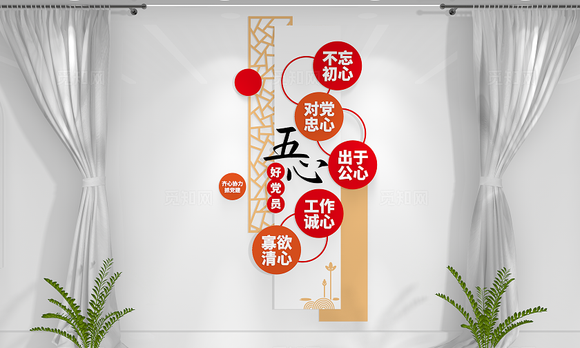 五心好党员竖版党建文化墙