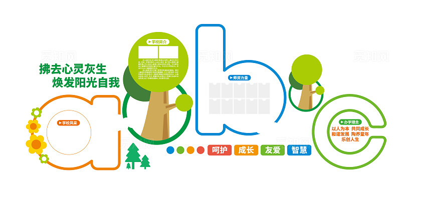 卡通英文幼儿园简介校园文化墙