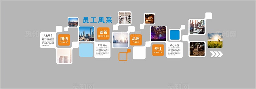 简约员工风采文化墙设计