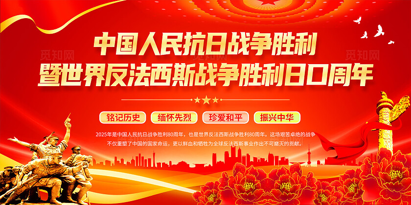 抗战胜利80周年党建展板