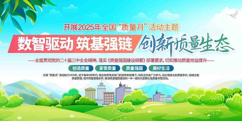 组织开展2025年全国质量月活动全国质量月宣传展板