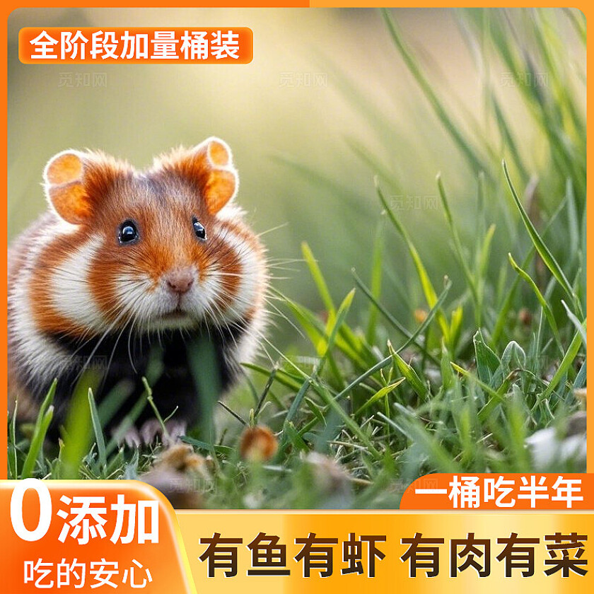 桔色简约大气宠物用品狗粮猫粮仓鼠粮主图副图组图套图直通车