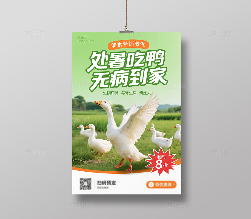 处暑节气吃鸭养生食疗海报