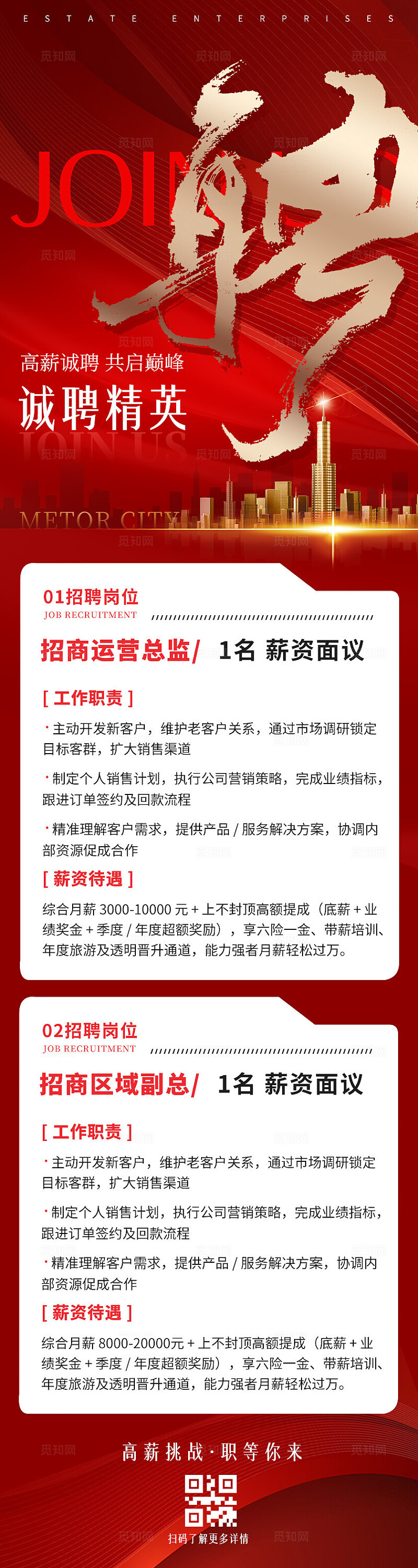 大气红底风企业宣传招聘海报长图招聘长图