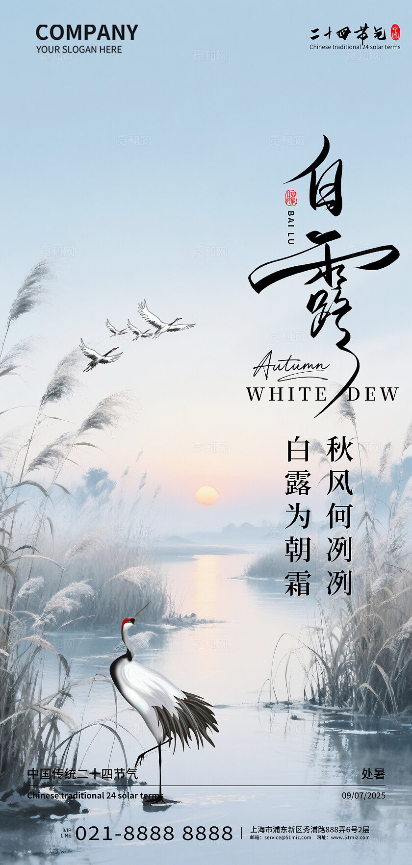 二十四节气白露节气宣传海报