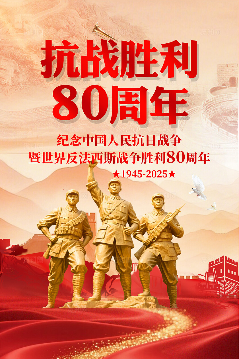 抗战胜利80周年党建海报