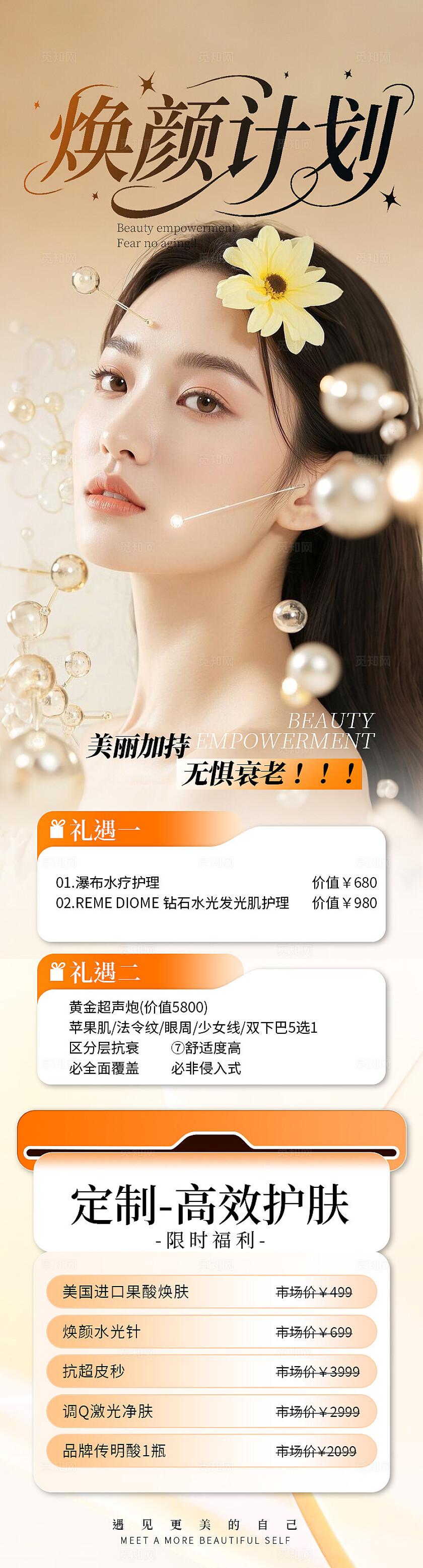 医美项目活动价格定制高效护肤美容海报