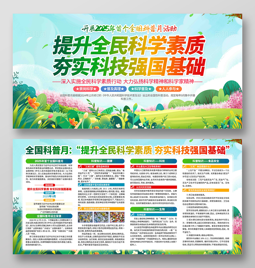 清新2025年全国科普月活动宣传栏全国科普月主题展板