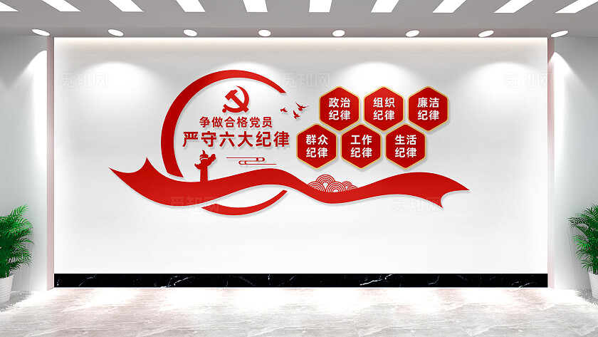 党的六大纪律党建文化墙形象墙