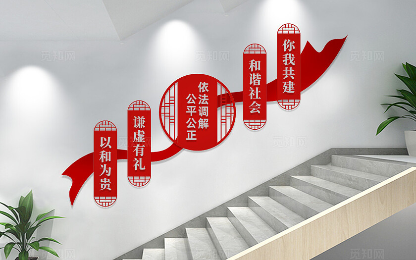 人民调解楼梯文化墙宣传标语