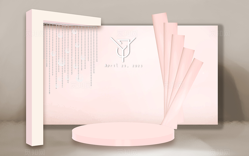 粉色韩式婚礼迎宾区效果图