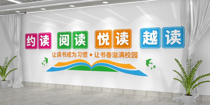 让读书成为习惯书香香园阅读文化墙校园背景墙