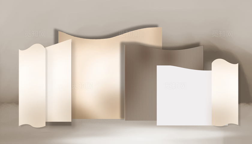 香槟撞咖色欧式婚礼舞台背景效果图