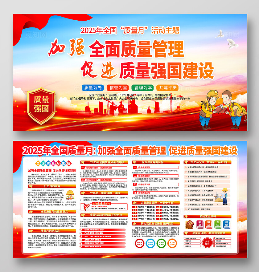2025红色大气全国质量月宣传栏
