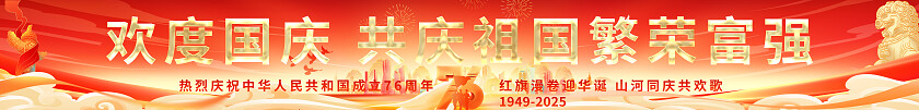 国庆76周年欢度国庆共庆祖国繁荣富强国庆节横幅条幅设计