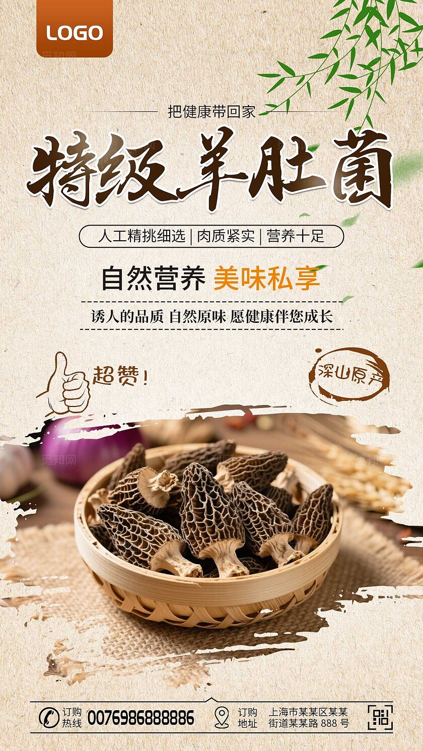 中国风大气野生菌宣传海报农产品野生菌手机宣传海报套图