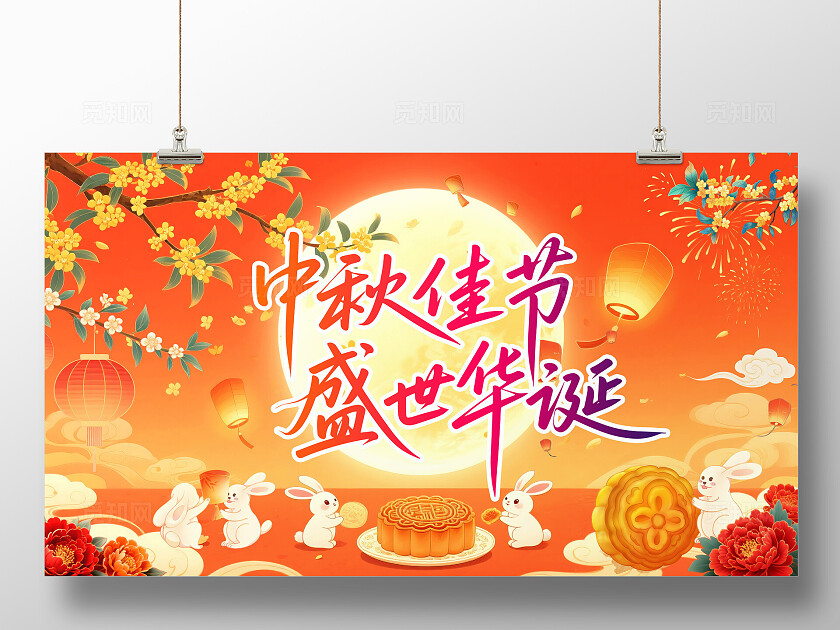 红色76周年国庆节欢度国庆喜迎中秋国庆节宣中秋佳节盛世华诞