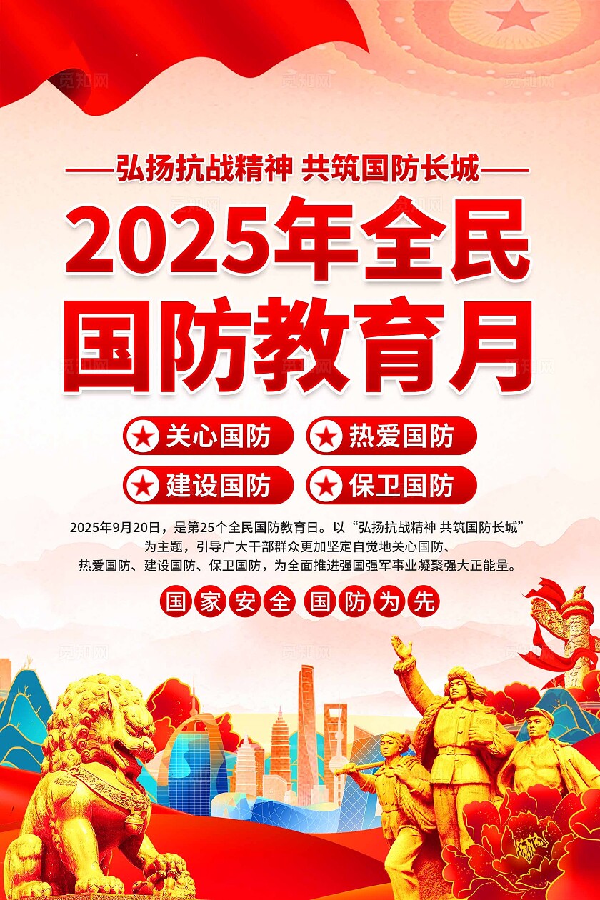 2025年全民国防教育月海报