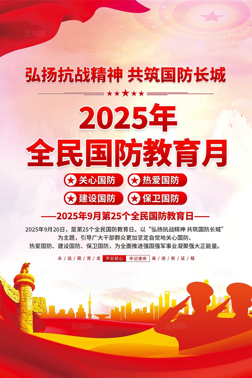 2025年全民国防教育月海报