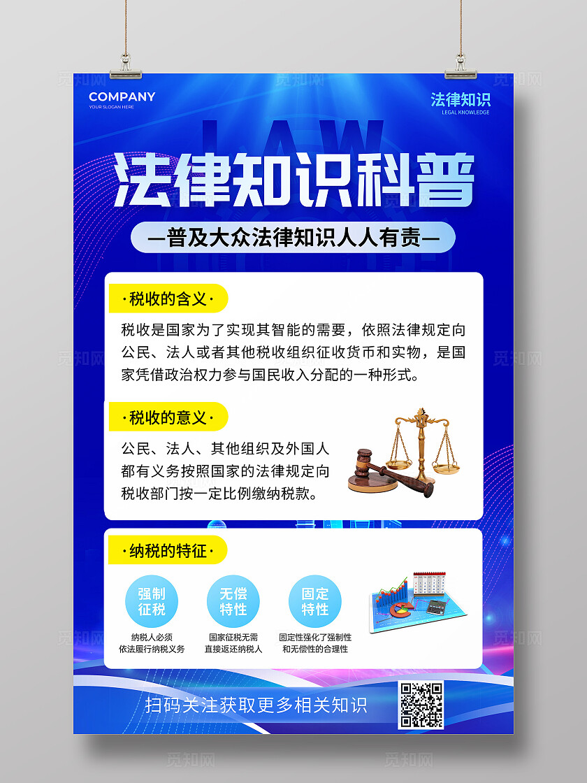 蓝色科技风法律知识科普文案海报法律海报