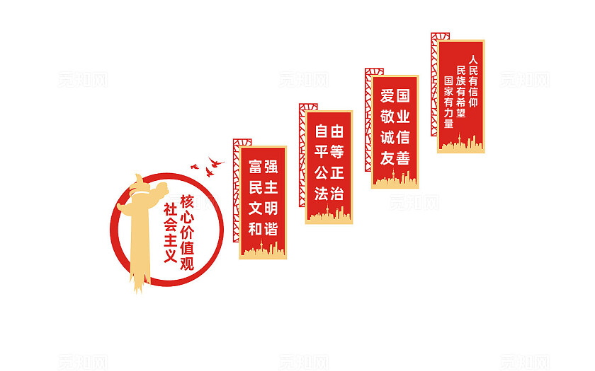 楼梯核心价值观党建文化墙