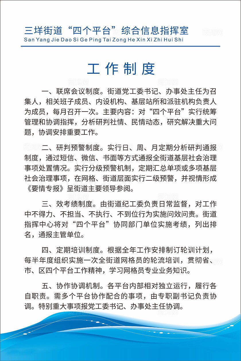 浅蓝色办公室工作制度展板非转曲