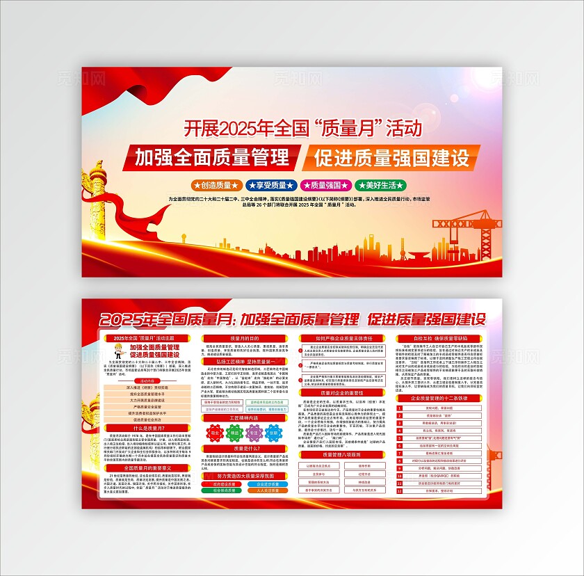 开展2025年全国质量月活动主题全国质量月宣传展板