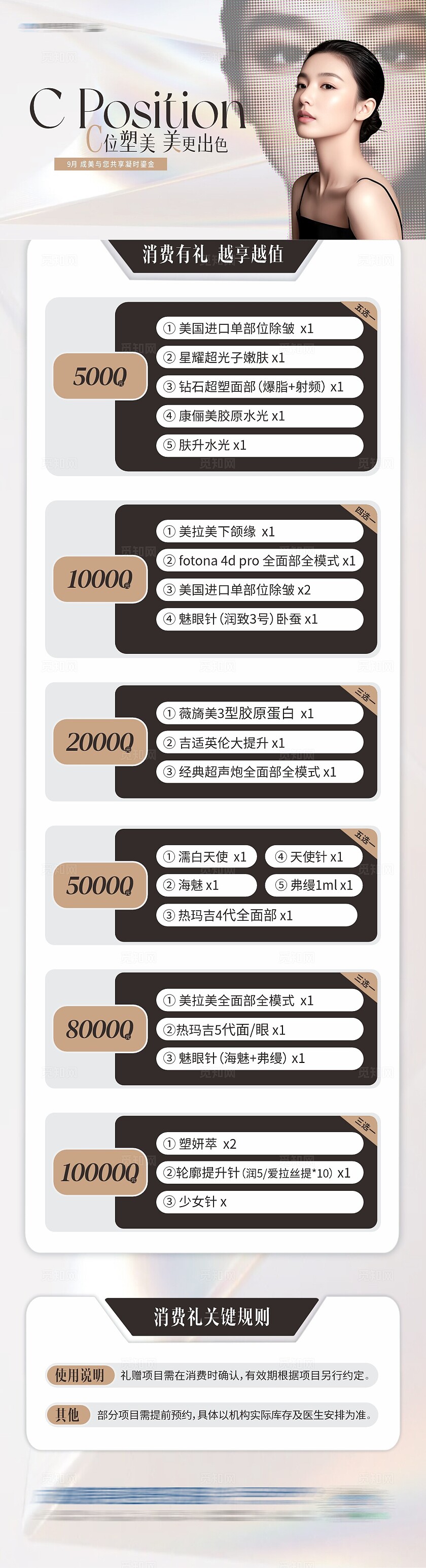 C位塑美专题消费礼赠长图海报