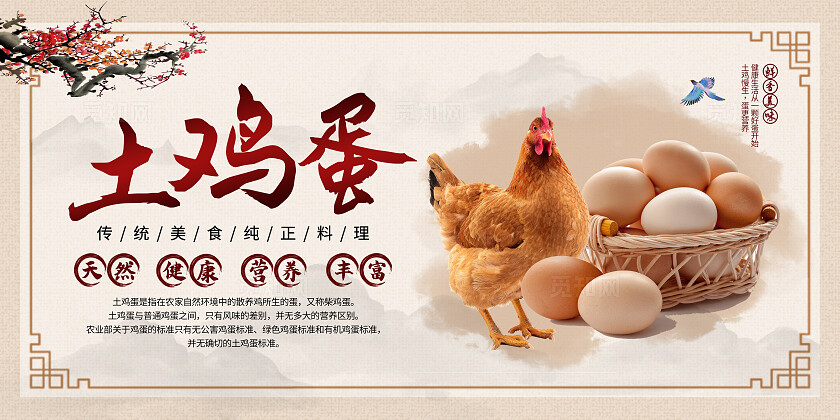 米色中国风农产品土鸡蛋展板背景农产品鸡蛋展板