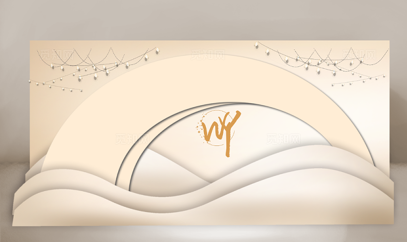 香槟色韩式婚礼弧形拱门效果图