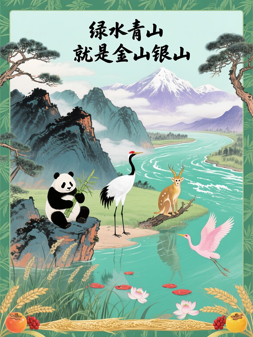 绿色环保2025年绿水青山就是金山银山宣传海报