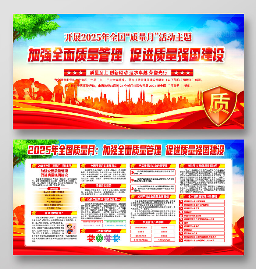 开展2025年全国质量月活动主题全国质量月宣传展板
