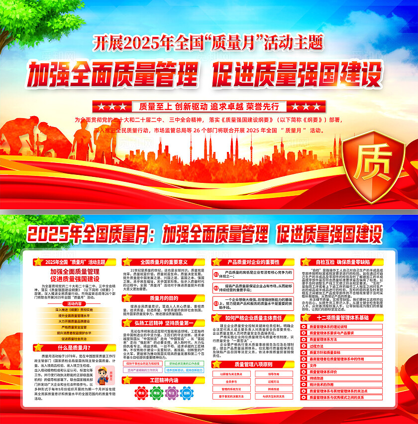开展2025年全国质量月活动主题全国质量月宣传展板