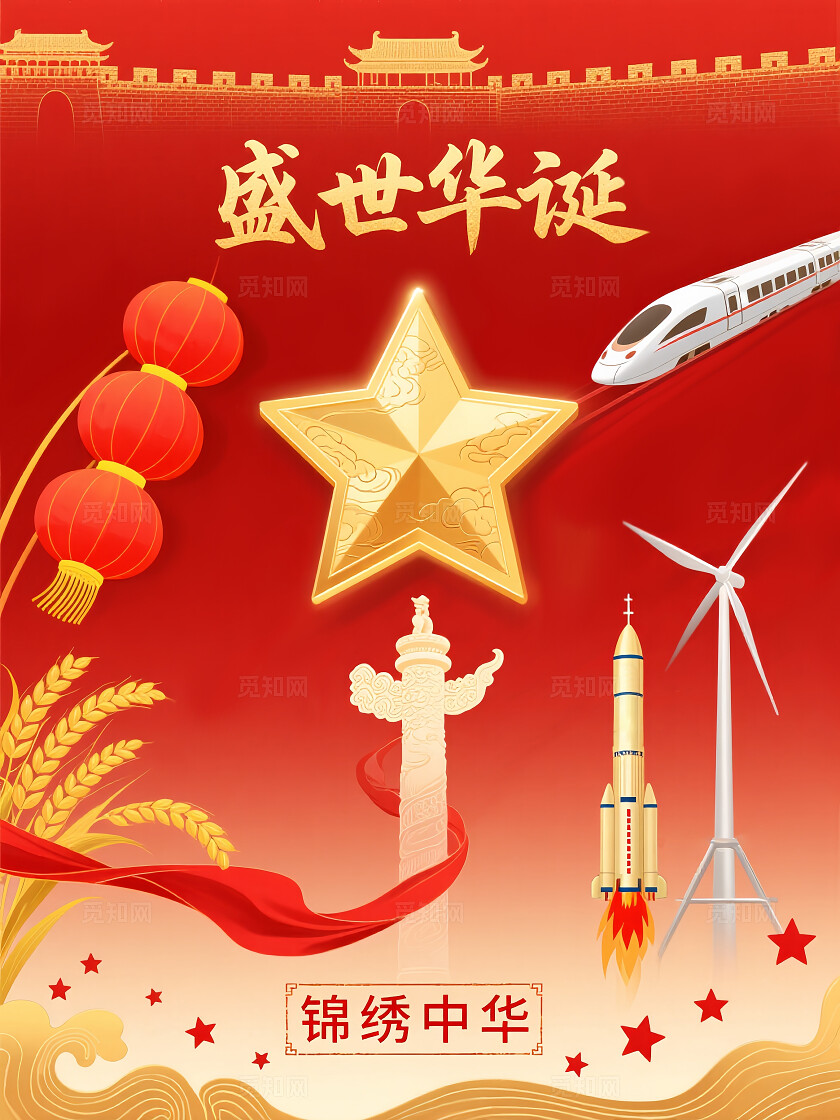 中国红2025中国国庆盛世华诞景秀中华